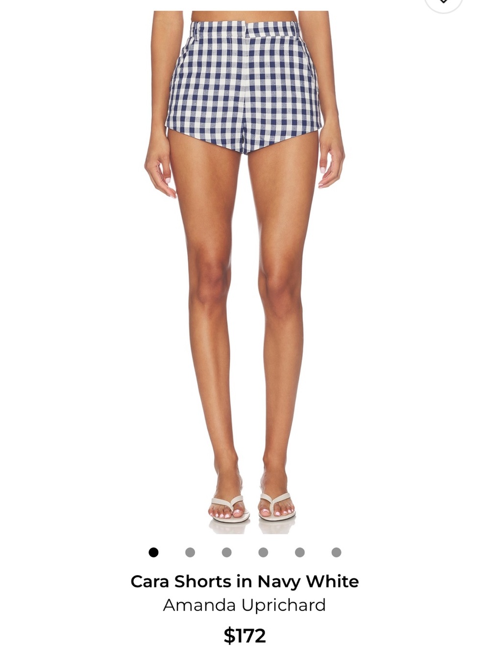 Amanda Uprichard Cara High-Rise Navy & White Gingham Shorts size medium worn onc